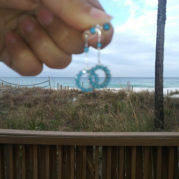 2x$30 Sterling Silver 925 Ocean Blue earrings. - Picture 3 of 4